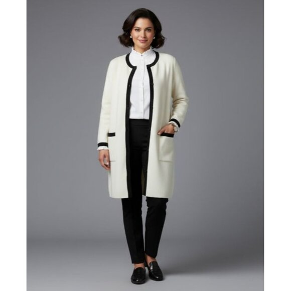 Ann Taylor Sweater Dress Cardigan Size XXL Off-White Button Front Pockets - Picture 4 of 11